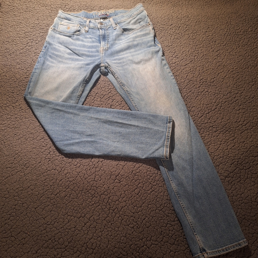 US Polo Assn Activate Stretch Slim Straight Jeans Men's 32x30 * Lt Wash 5-Pocket